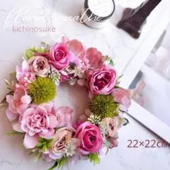 No.118 フラワーリース　ローズ　春リース　玄関リース　インテリア