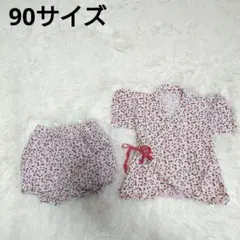 3011 90サイズ 甚平 ショートパンツ 上下セット いちご柄 女の子
