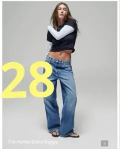 The Hailey エクストラ バギー デニム 28ライトウォッシュのサムネイル