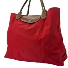 【美品】ロンシャン プリアージュ トートバッグ A4可能　赤　大容量　814