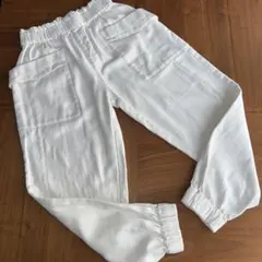 コットンカーゴパンツ　白　ナチュラル ゴム使用　イージーパンツ