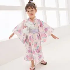 プティマイン　紫陽花浴衣　110cm ライトピンクのサムネイル