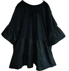 クラシカルエルフ 前後2WAY ペプラムブラウス L 黒 綿100%