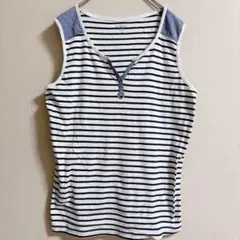 ボーダー ストライプ タンクトップ ノースリーブ インナー 【XL】