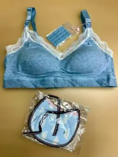 【あとわずか！】【XXLのみ】ブルー　授乳ブラ　片手で簡単！パット取り外し可のサムネイル