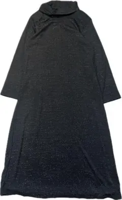vintage ブラックタートルネック長袖トップスキラキラ　ポリエステル