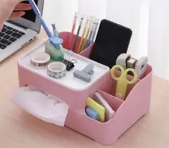 ティッシュケース付小物入れ☆ピンク☆ リモコンラック・収納・ティッシュボックス