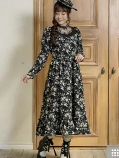 花柄クラシカルワンピースクラロリくる美　しまむら　コラボ　オケージョンドレス　M