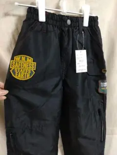150cm ブラックパンツ カーゴパンツ風ポケット付き 新品 裏地あったか