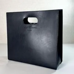 【希少】yohji yamamoto　レザー ハンドバッグ　スクエア　ロゴ刻印