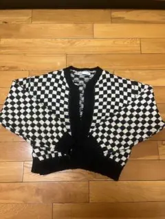 チェッカーパターン カーディガン 長袖