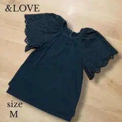 【&LOVE 】アイレットレーススリーブカットソー ブラック Mサイズのサムネイル
