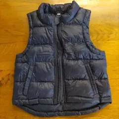 美品100cm 無印良品 ポケッタブルダウン ベスト ネイビー