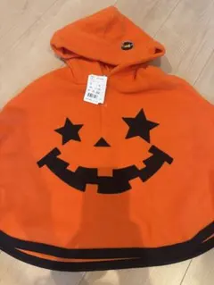 新品タグ付きハロウィン パンプキン ポンチョ 90-100cm