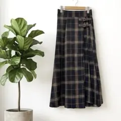 美品✨ 【INGNI イング】サイドベルトチェック柄スカート ロング ブラック