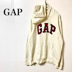 ギャップ　パーカー　Ｓ　アイボリー　フード付き　クリーム　裏起毛　ロゴ　定番