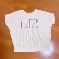半袖Tシャツ トップス ホワイト FLUTTER ロゴプリント ドルマンスリーブ