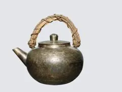 希少品 玉川堂 湯沸 藤持ち手 鎚起銅器 草づる 藤編提手 銀摘み 茶器
