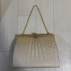 皇室御用達はしもとビーズバッグ 白系花柄刺繍 和装用ハンドバッグ