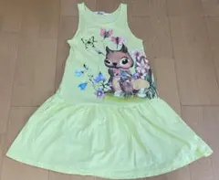 H&M ノースリーブワンピース イエロー　リス　130サイズ
