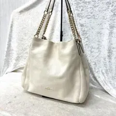 コーチ COACH チェーン トートバッグ ショルダーバッグ ゴールド ホワイトのサムネイル