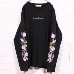 VANQUISH 朝顔 フラワー 刺繍 スリーブ ロンTシャツ 花柄 Lのサムネイル