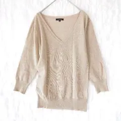 オリンカリ 薄手 リブニット セーター Vネック ラメ入り フェミニン М 上品