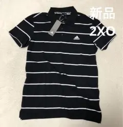 adidas アディダス　半袖ポロシャツ　ゴルフウェア　ボーダー　2XO