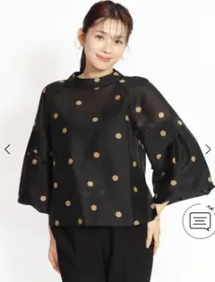 専用です！ヤマダヤ　FENNEL ドット柄 7分袖ブラウス 黒 　現行品