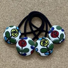 お買い得♡お揃い リバティと小花刺繍 シンプルくるみボタン ヘアゴム