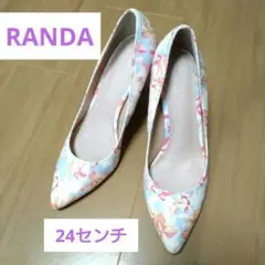 RANDA フラワーパターン ポインテッドトゥ　花柄　 パンプスのサムネイル