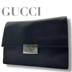 美品 GUCCI ヴィンテージ クラッチバッグ レザー ブラック オールド