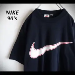 NIKE 90s 銀タグ ビッグスウォッシュ デカロゴTシャツ ネイビー 紺色
