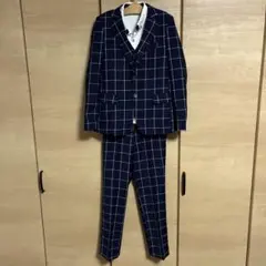 LOMONGMA ネイビー チェック柄 フォーマルスーツ 150cm 4ピース