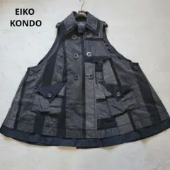 3way✨エイココンドウ　パッチワークロングジレ　ベスト　大きいサイズ　変形のサムネイル