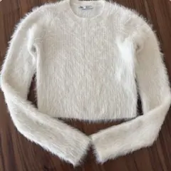 ZARA ニットトップス ホワイト S