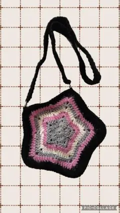 星 バッグ 編み物 かぎ針編み ハンドメイド y2k　韓国　バレエコア