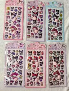 限定値下げ！サンリオ キャラクター 立体シール6枚セット ぷくぷくシール おしり