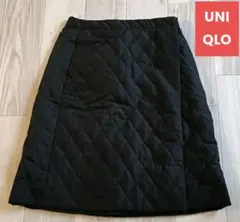 UNIQLO ブラック キルティング Aラインラップスカート