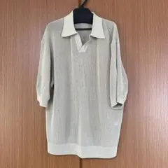 メッシュ編みポロセーター ミントグリーン　半袖