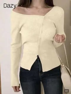 Dazy オフショルダーリブニットセーター