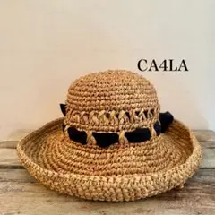 【週末限定セール】CA4LA リボン付き 麦わら帽子　ストローハット miniministore 帽子 ハット 麦わら帽子 ストローハットリボン