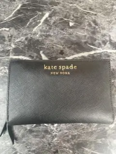 kate spade 黒 レザー 二つ折り財布