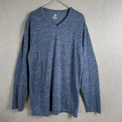 Navy ネイビー Vネック 長袖カットソー 薄手 ゆったり XL　春のサムネイル