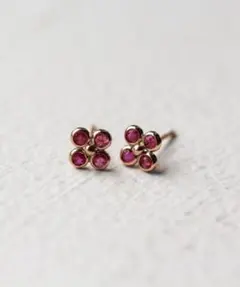 ルビー フラワー ピアス | K10YGのサムネイル