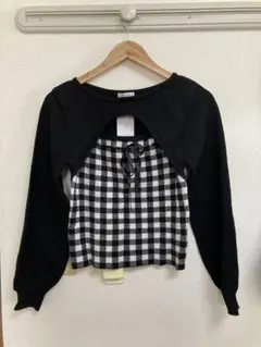 INGNI 黒トップス　チェック　リボン　胸開き