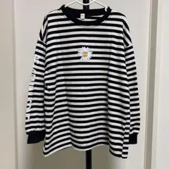 【着画あり】黒×白ボーダートップス　140㎝