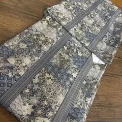 ☆新品☆マルチカラー☆花文様と縞☆洗える着物☆袷着物☆モダン着物☆Lサイズ☆