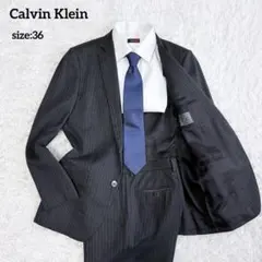 Calvin Klein セットアップスーツ ウール ブラックストライプ 36