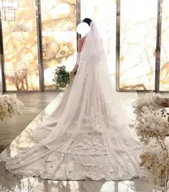 ウェディング ロングベール レース刺繍 3m